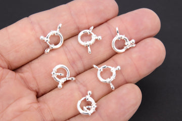 925 Sterling Silver Spring Ring Clasps, 10.8 mm Large Bolt Clasp #640, 2 Strand Necklace Clasps